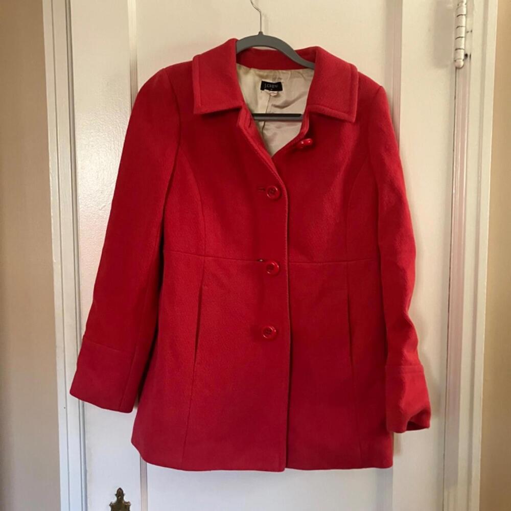 J. Crew Wool Blend Pique Felicia Peacoat Pink Sz 6 Four Button
